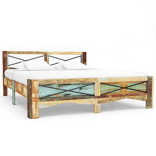 vidaXL Cadre de lit sans matelas Bois de récupération massif 180x200cm