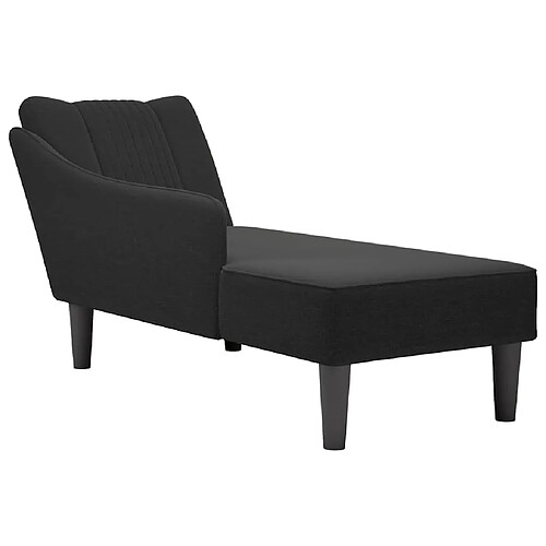 vidaXL Fauteuil long avec accoudoir droit noir tissu