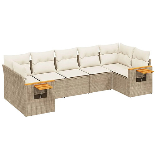 Maison Chic Salon de jardin avec coussins 7 pcs | Ensemble de Table et chaises | Mobilier d'Extérieur beige résine tressée -GKD46182