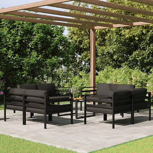 vidaXL Salon de jardin 9 pcs avec coussins Aluminium Anthracite