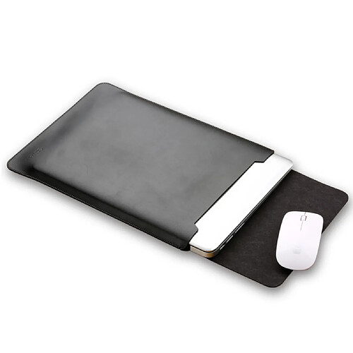 Sacoche en cuir SOYAN avec tapis de souris pour Macbook 12 pouces avec écran retina (2015) - Noir