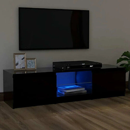 Maison Chic Meubles TV avec lumières LED - Banc TV pour salon Noir 120x30x35,5 cm -MN39014