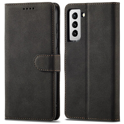 Etui en PU surface mate, fonction de balayage antivol, fermoir magnétique avec support noir pour votre Samsung Galaxy S21 5G