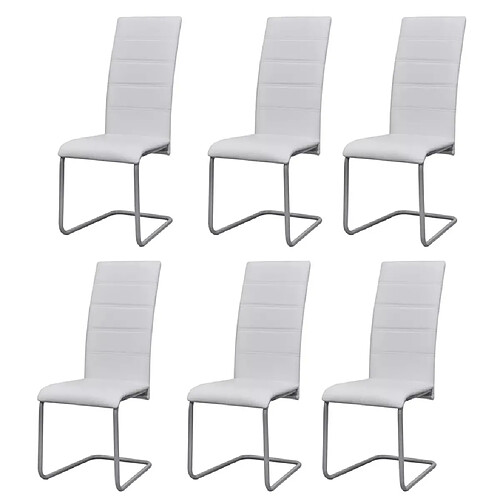 Decoshop26 Lot de 6 chaises de salle à manger cuisine cantilever design classique et moderne synthétique blanc CDS022253