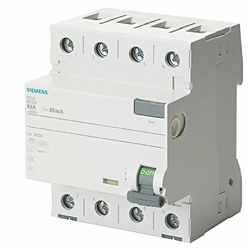 Siemens 5sv ? Interrupteur différentiel clase-a 4 pôles 63 A 100 mA 70 mm