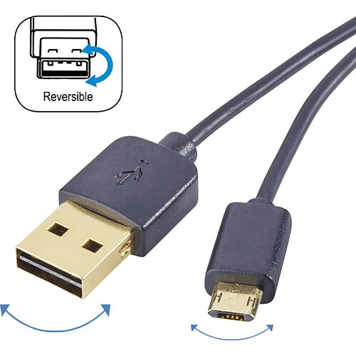 Câble de raccordement renkforce USB 2.0 [1x USB 2.0 mâle type A - 1x USB 2.0 mâle Micro-B] 1 m