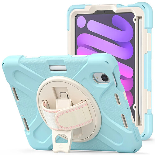 Coque en TPU + silicone hybride avec béquille pivotante à 360° bleu clair pour votre Apple iPad mini (2021)