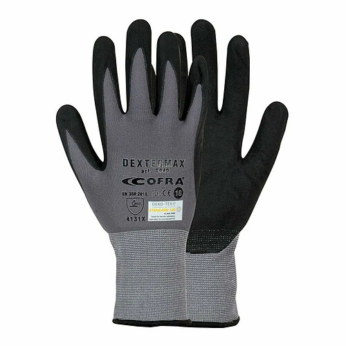 Gants de travail Cofra Dextermax Gris Nylon Nitrile 7