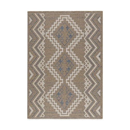 Jardindeco Tapis intérieur extérieur aspect jute bleu Tijuana 9054 180 x 67 cm.