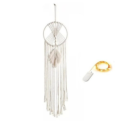 Totalcadeau Attrape-rêve macramé feuille guirlande LED Capteur Dream catcher