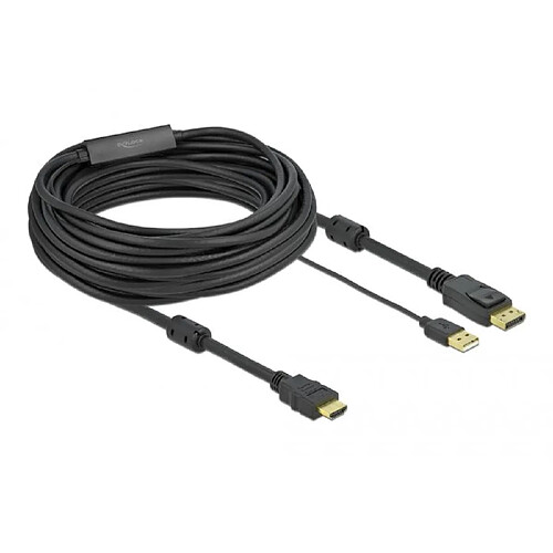 DeLOCK 85968 câble vidéo et adaptateur 10 m HDMI Type A (Standard) DisplayPort + USB Type-A Noir