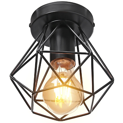 Stoex Plafonnier Rétro Lampe de Plafond D'Intérieur Vintage Noire Luminaire Plafonnier Cage en Fer Métallique , Pour Cuisine, Café, Bureau, Salle À Manger