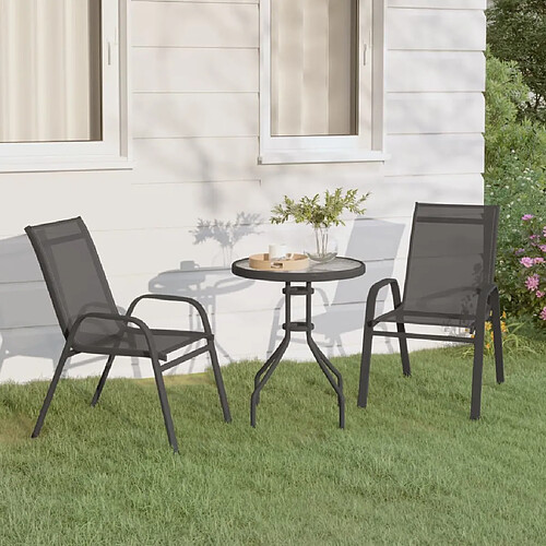 vidaXL Ensemble de bistro de jardin 3 pcs Gris