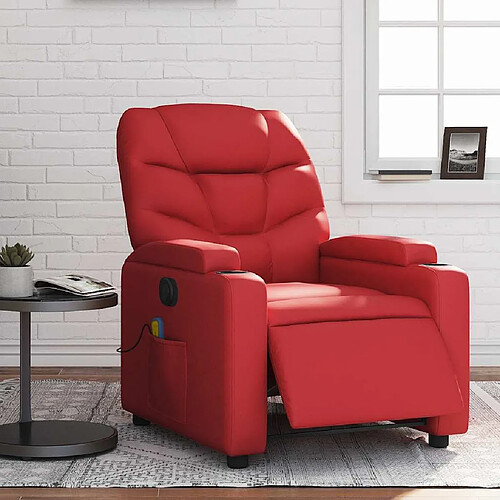 vidaXL Fauteuil de massage inclinable électrique rouge similicuir