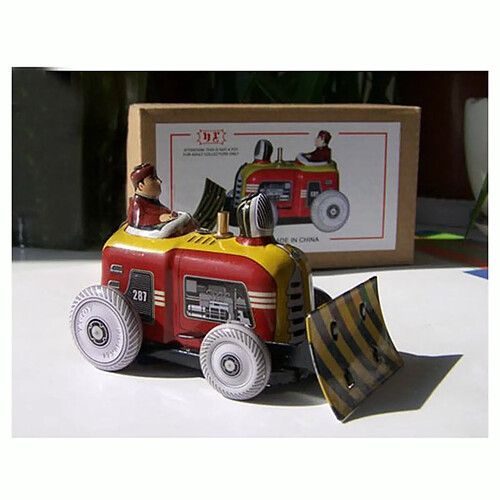 Mini Bulldozer Tracteur Wind Up modèle de jouet de collection cadeau w / Key