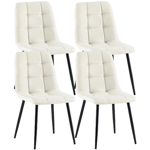 Decoshop26 Lot de 4 chaises de salle à manger en tissu crème pieds métal noir design moderne et confortable CDS10411