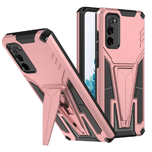 Coque en TPU anti-chute avec béquille en forme de V hybride or rose pour votre Samsung Galaxy S20 FE/S20 Fan Edition/S20 FE 5G/S20 Fan Edition 5G