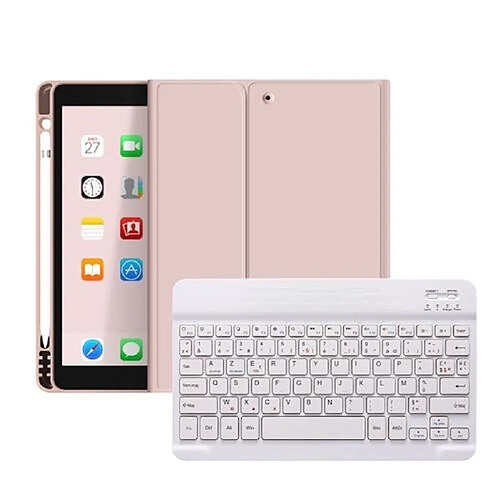 RedMiter Silicone avec Clavier Français AZERTY Bluetooth pour iPad6 / Air2 2018 9.7 - Rose&Blanc