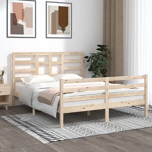 vidaXL Cadre de lit sans matelas bois massif 150x200 cm