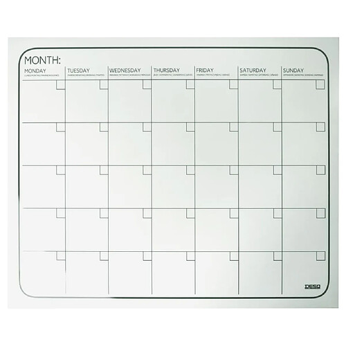 DESQ Calendrier mensuel magnétique sans cadre 40x50 cm Blanc