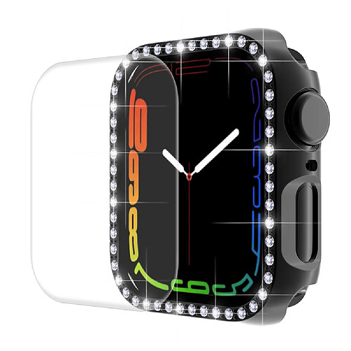 Coque en TPU ENKAY décor strass, électroplaqué, noir pour votre Apple Watch Series 7 41mm