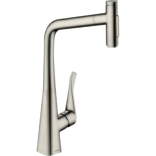 Hansgrohe - Mitigeur de cuisine 320 Metris Select M71 avec douchette extractible 2 jets, sBox finition aspect acier inox