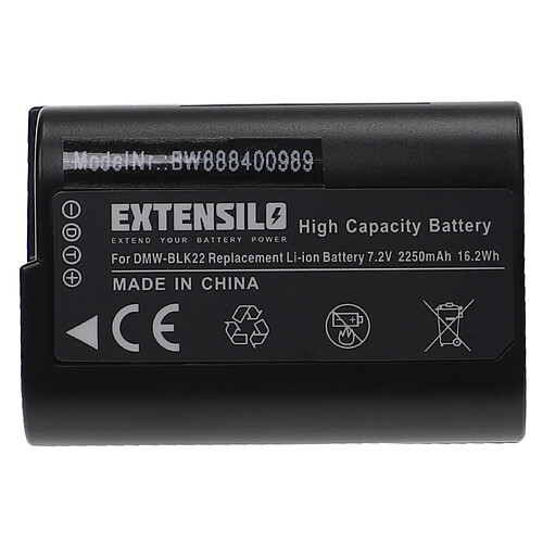 Vhbw EXTENSILO Batterie compatible avec Panasonic Lumix DC-S5, DC-S5K, G9, GH5, GH5S appareil photo, reflex numérique (2250mAh, 7,2V, Li-ion)