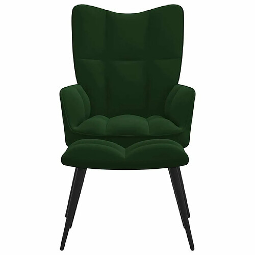 Maison Chic Chaise de relaxation | Fauteuil relax avec repose-pied Vert foncé Velours -GKD21644