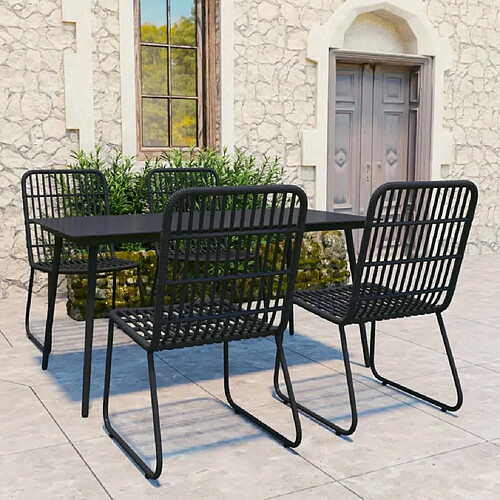 Ensemble salle à manger de jardin 5 pcs,Table et chaise à dîner d'extérieur Résine tressée et verre -MN46629