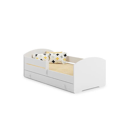 Kobi Lit complet enfant 140 x 70 cm + sommier + matelas + tiroir + barrière de protection