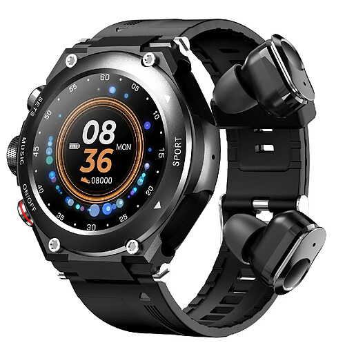 Yonis Montre Connectée 2-en-1 Avec Écouteurs Bluetooth