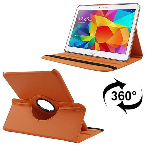 Wewoo Housse Étui Orange pour Samsung Galaxy Tab 4 10.1 / SM-T530 / T531 360 degrés Rotatif Litchi Texture en cuir avec support d'affichage 2-angle