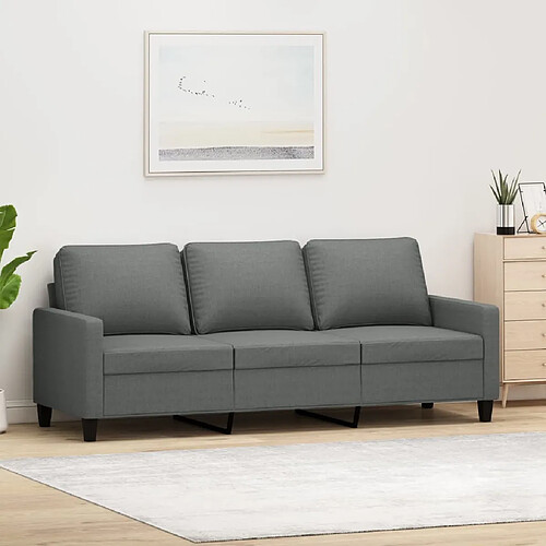 vidaXL Canapé à 3 places Gris foncé 180 cm Tissu