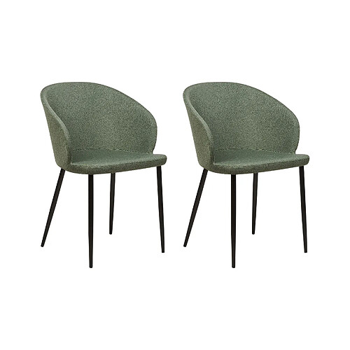 Beliani Chaise de salle à manger MASON Set de 2 Tissu Vert foncé