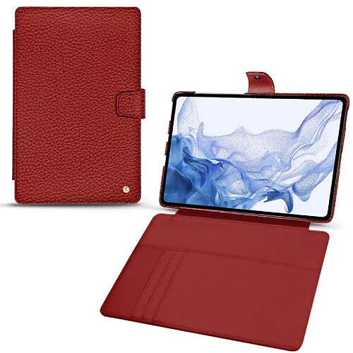 Housse cuir Samsung Galaxy Tab S8 Ultra - Rabat portefeuille - Tomate ( Pantone #a61715 ) - NOREVE