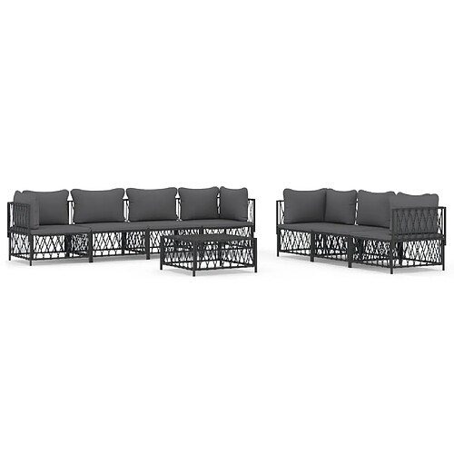 Maison Chic Salon de jardin 8 pcs + coussins - Mobilier/Meubles de jardin - Table et chaises d'extérieur anthracite acier -MN78757