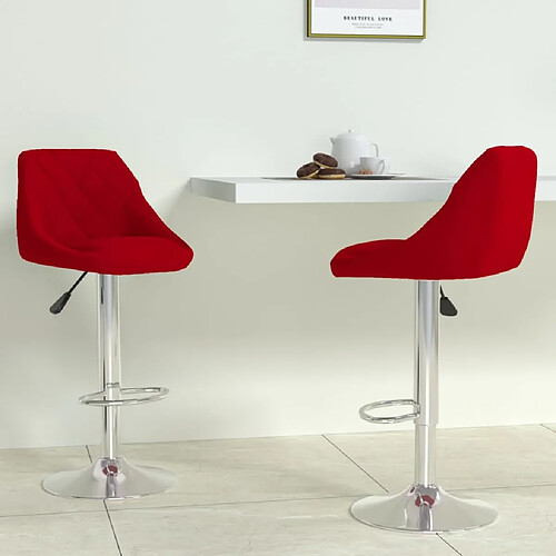 vidaXL Tabourets de bar lot de 2 rouge bordeaux velours