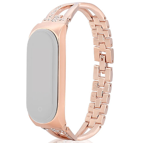 Bracelet en métal avec décor strass, or rose pour votre Xiaomi Mi Band 5/6