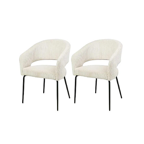 Lisa Design Miranda - lot de 2 chaises - beige - en velours côtelé