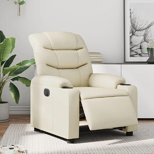 vidaXL Fauteuil inclinable électrique Crème Similicuir