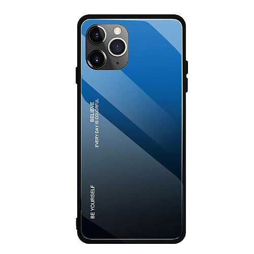 Wewoo Coque Rigide Pour iPhone 11 Pro Étui en verre de couleur dégradée bleu