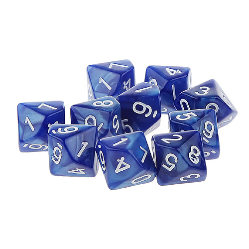 10pcs Dix Faces De Dés D10 Jouer D & D Jeux Rpg Parti Dices Bleu