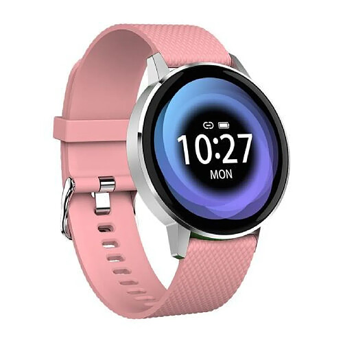 Chrono Montre Intelligente Activité en Verre Trempé Étanche Fitness Tracker Fréquence Cardiaque(Rose)