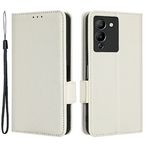 Etui en PU texture litchi, anti-chute, fermoir magnétique avec support pour votre Infinix Note 12 G96 4G X670 - blanc