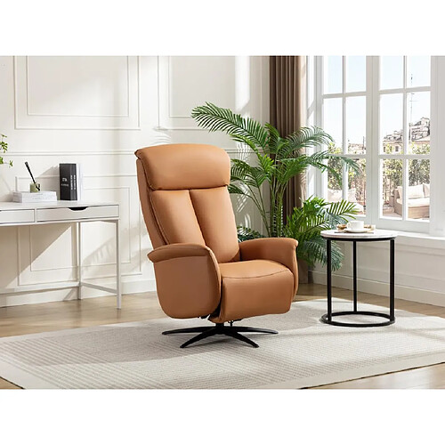 Vente-Unique Fauteuil relax électrique en simili camel TUOPI