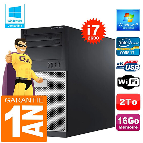 PC Tour DELL 7010 Core I7-2600 Ram 16Go Disque 2 To Graveur DVD Wifi W7 · Occasion