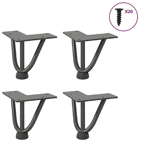 vidaXL Pieds de table en forme d'épingle à cheveux 4 pcs anthracite