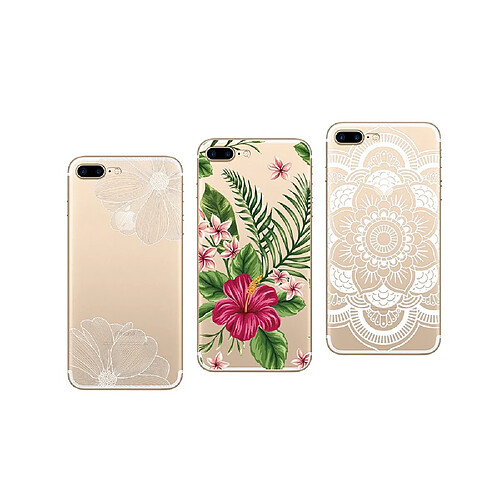 novago Compatible avec iPhone 7, iPhone 8 4,7'' Pack de 3 Coques Souples transparetes et Résistantes avec Impression Fantaisie (Multicolore#3)