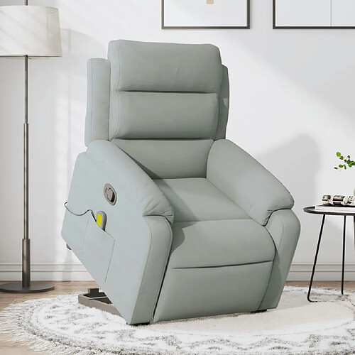 vidaXL Fauteuil de massage inclinable Gris clair Velours