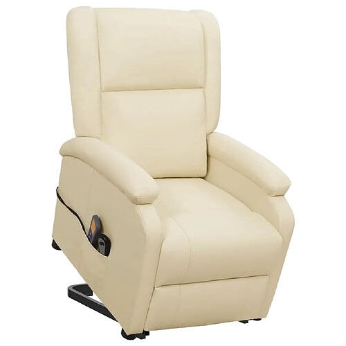 vidaXL Fauteuil de massage Crème Similicuir